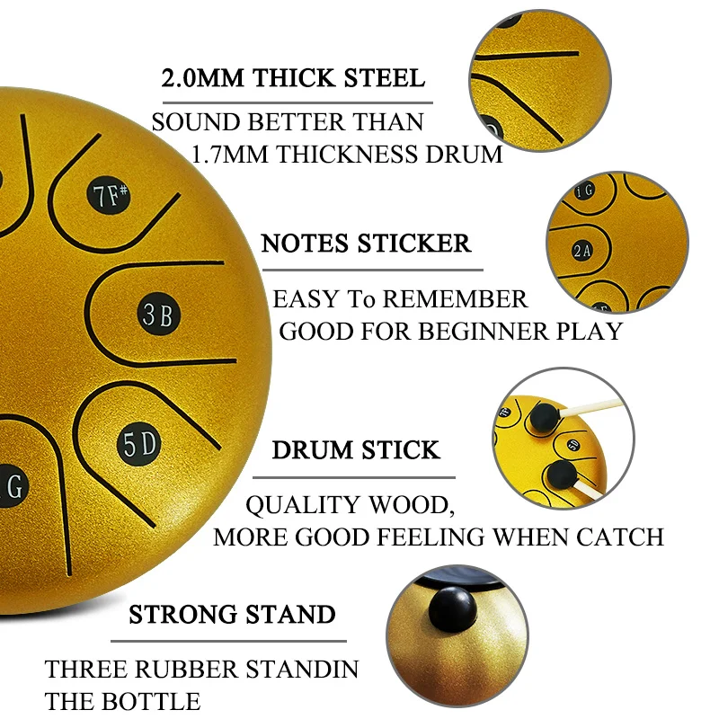 Барабан со стальным языком 8 мелодий 6 дюймов |