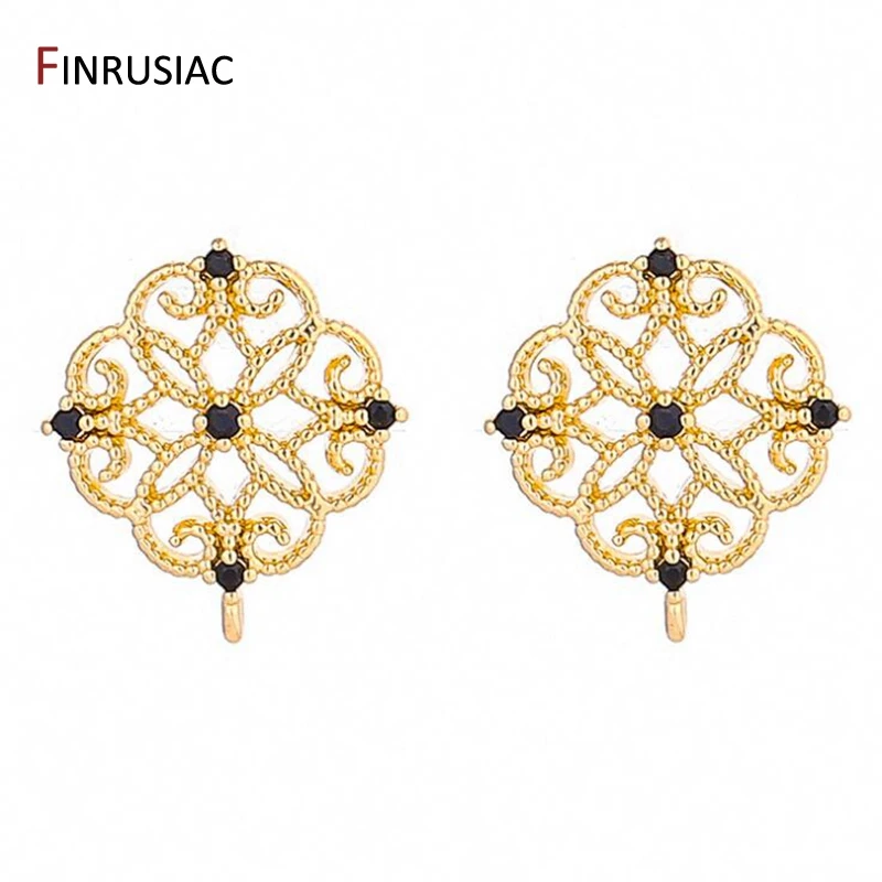 

Earring Accessories For Jewelry Making 14k Gold Plated Inlay Zircon Stud Earrings Findings Components DIY Earring Material