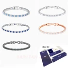 Модные ювелирные изделия SWA, новый роскошный браслет для тенниса, инкрустированный круглым кристаллом, женское свежее и приятное романтическое ювелирное изделие в подарок