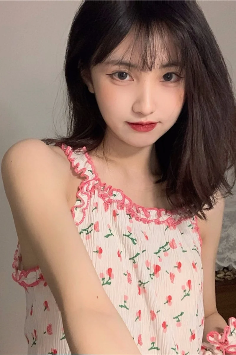 Цветочный цветной жилет для девушек в Корейском стиле иностранном уменьшающий