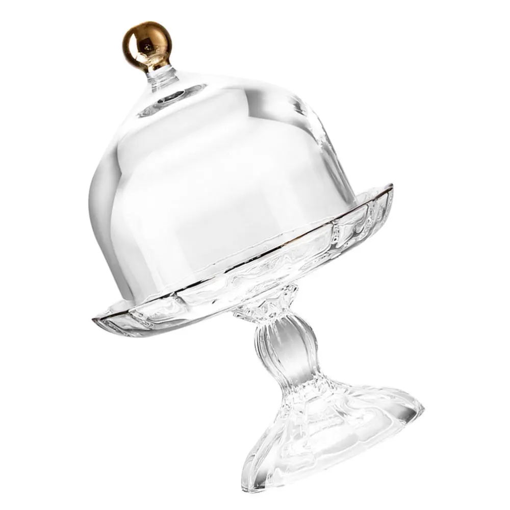 

1Pc European Style Dessert Cake Tray with Cover Elegant Glass Cake Candy Plate