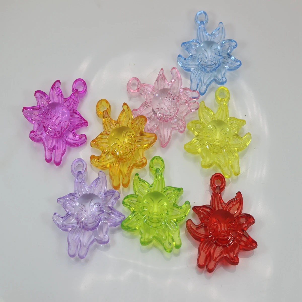 

50 Mixed Color Transparent Acrylic Smile Sun Charm Pendants 32X28mm(1.25")