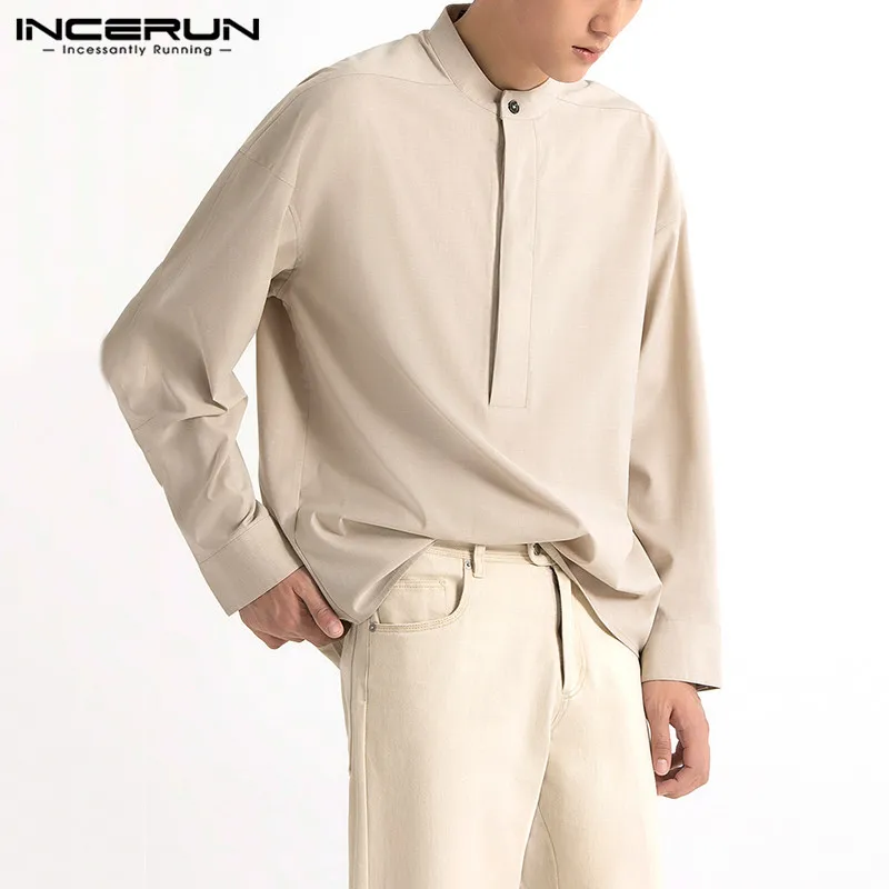 

Рубашка мужская повседневная с отложным воротником, свободная блузка с карманами, однотонная уличная одежда, с длинным рукавом, весна 2022, 5XL