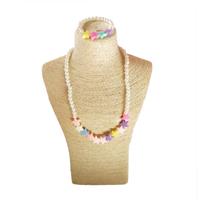 Hot New Mode Style 5Pcs Multicolor Children Necklace Acrylic star ball Beaded For Promotion Birthday Gift |
