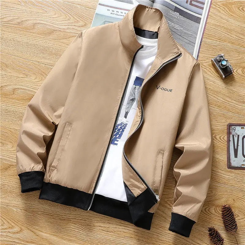 

Men's coat 2021 new jacket spring and autumn Korean casual men's collar solid color casual jacket trend men's clothing