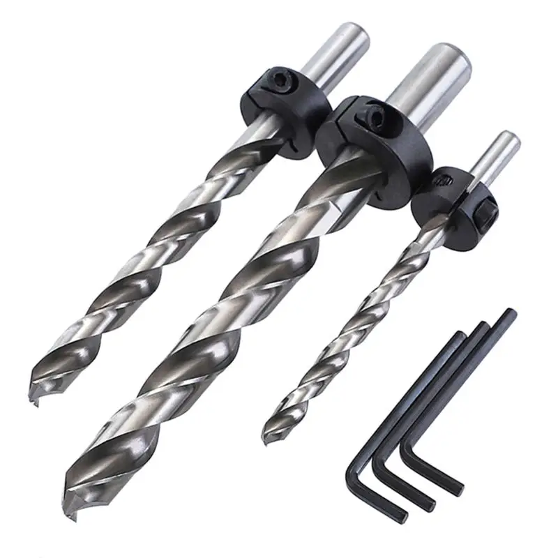 

1 Set 1/4in 3/8in 1/2in Steel Twist Drill Straight Shank Woodworking Inclined Hole Drill Bit High Speed Steel Rotor 896B