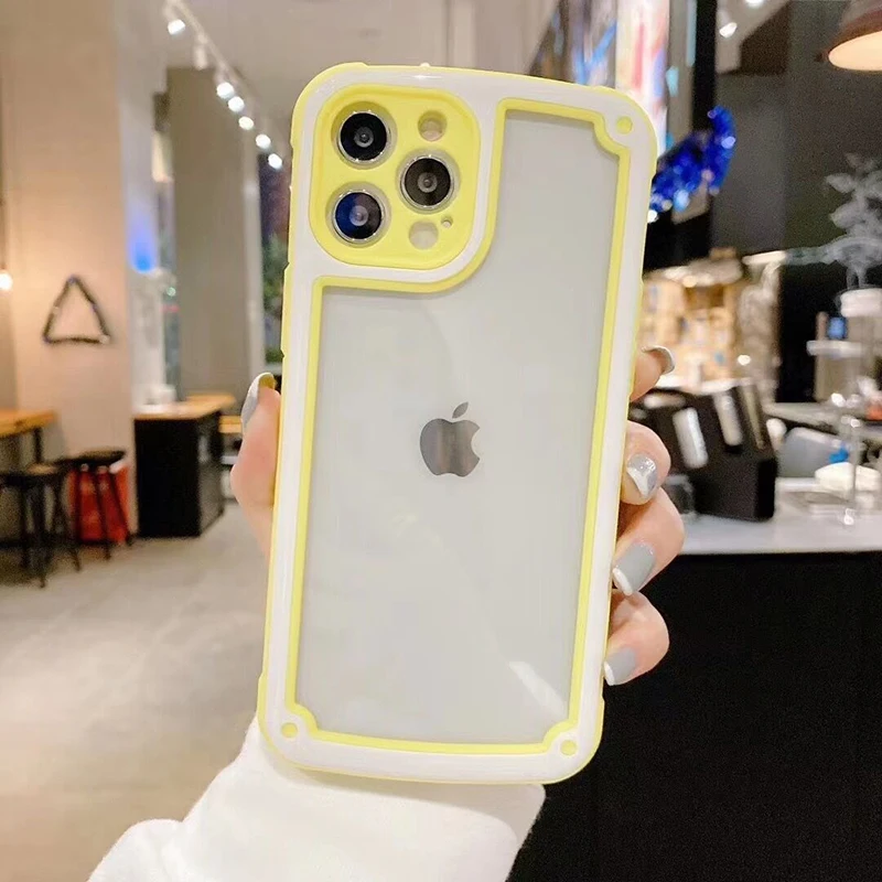 

Candy Color Transparent Phone Case For iPhone 12 11 Pro Max XR X XS Max 7 8 Plus Soft Silicone Bumper Shockproof Back Cover