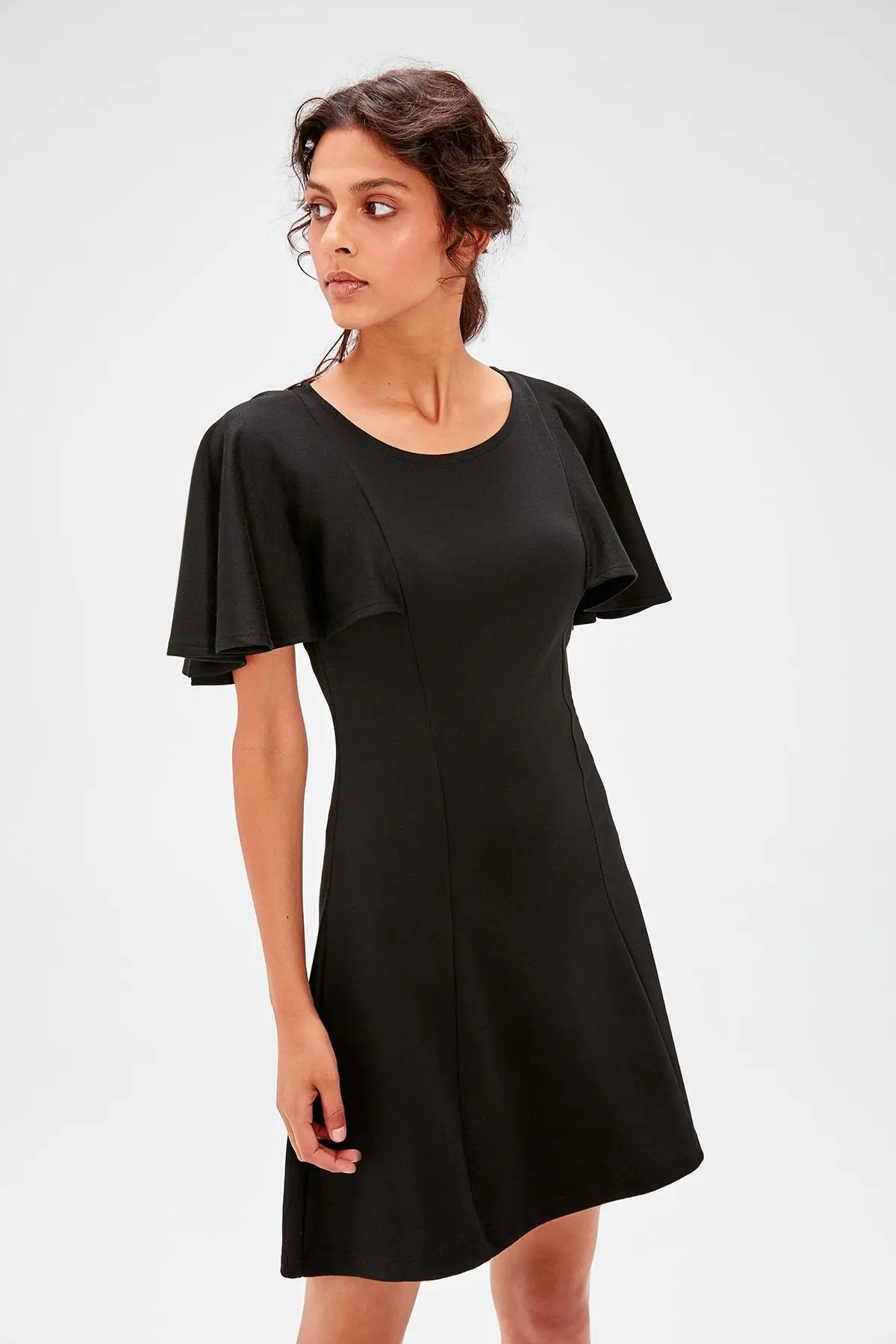 Trendyol Black Flounces Knit Dress TWOAW20EL1075 | Женская одежда