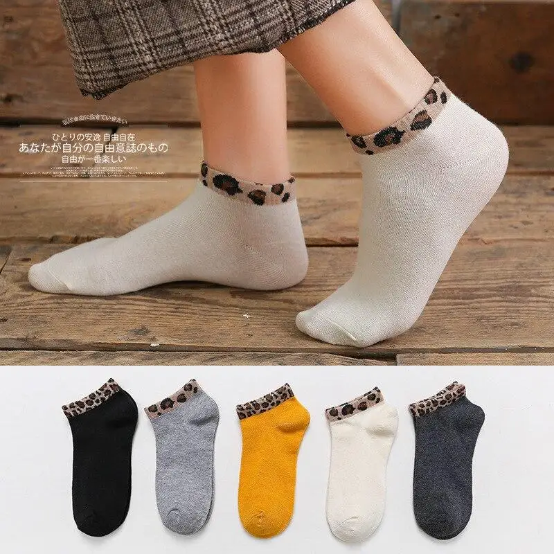 

Носки женские короткие леопардовые, модные дизайнерские хлопковые дышащие, Спортивная уличная одежда в стиле Харадзюку для девушек, летние