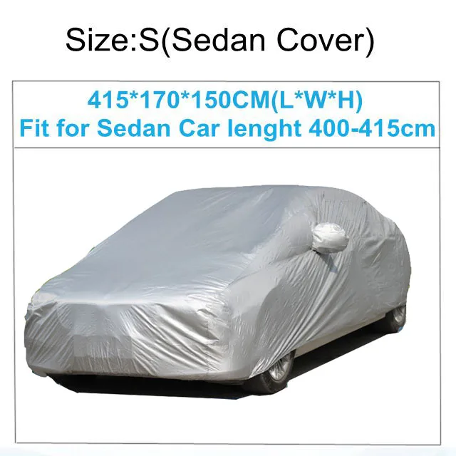 S-415x170x150cm Универсальные водонепроницаемые полностью автомобильные Чехлы, защита от солнца УФ, защита от пыли, дождя, снега, льда, защита для Sedan S/M/L/XL/XXL - Название цвета: S-415x170x150cm