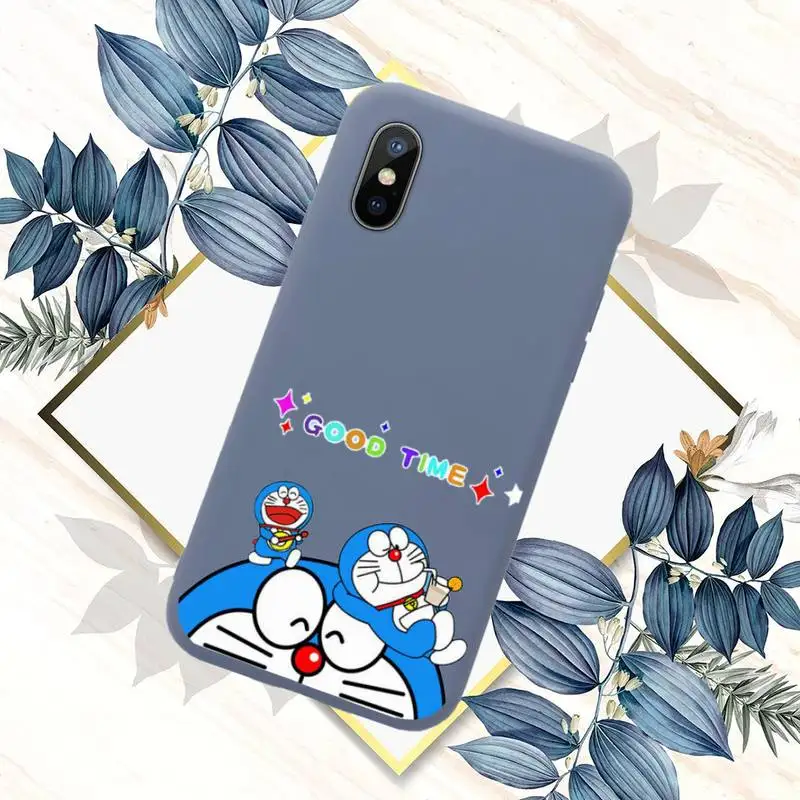 

Cute Cartoon Doraemon Robot cat Phone Case Blue Candy Color for iPhone 11 12 mini pro XS MAX 8 7 6 6S Plus X SE 2020 XR