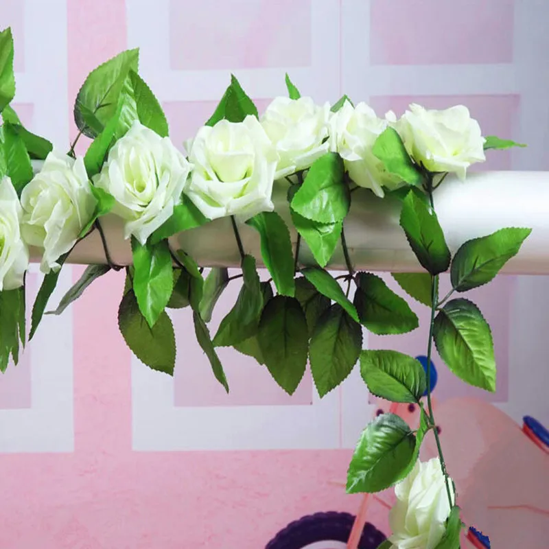 Гирлянда из 4 искусственных листьев цвета слоновой кости фута с зеленым оттенком