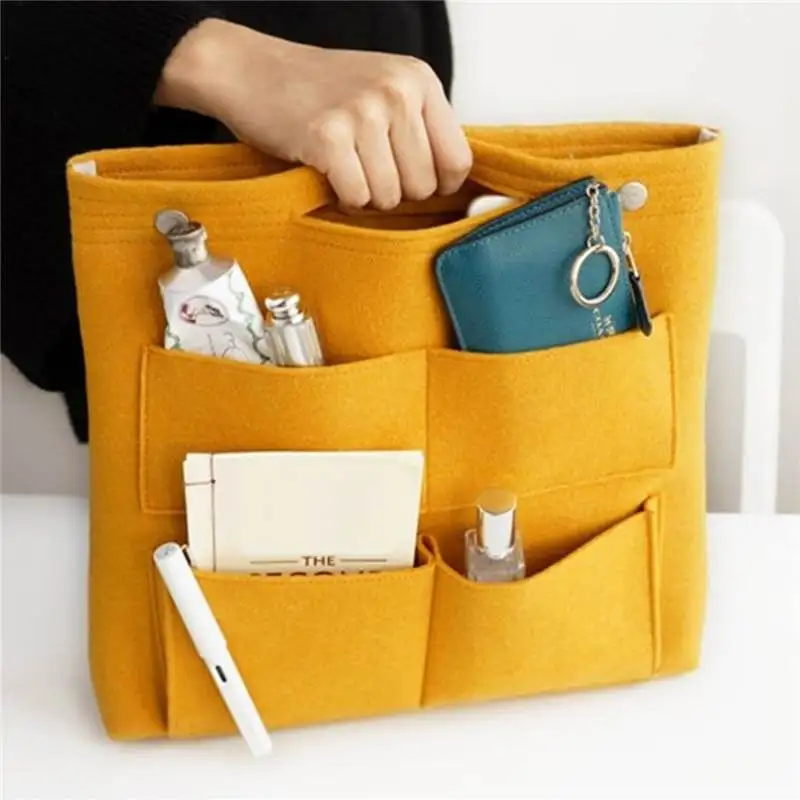 

New Brand Make Up Organizer Felt Insert Bag For Handbag Travel Inner Purse Portable Cosmetic Bags Fit Wash Toiletry Make Up Bag