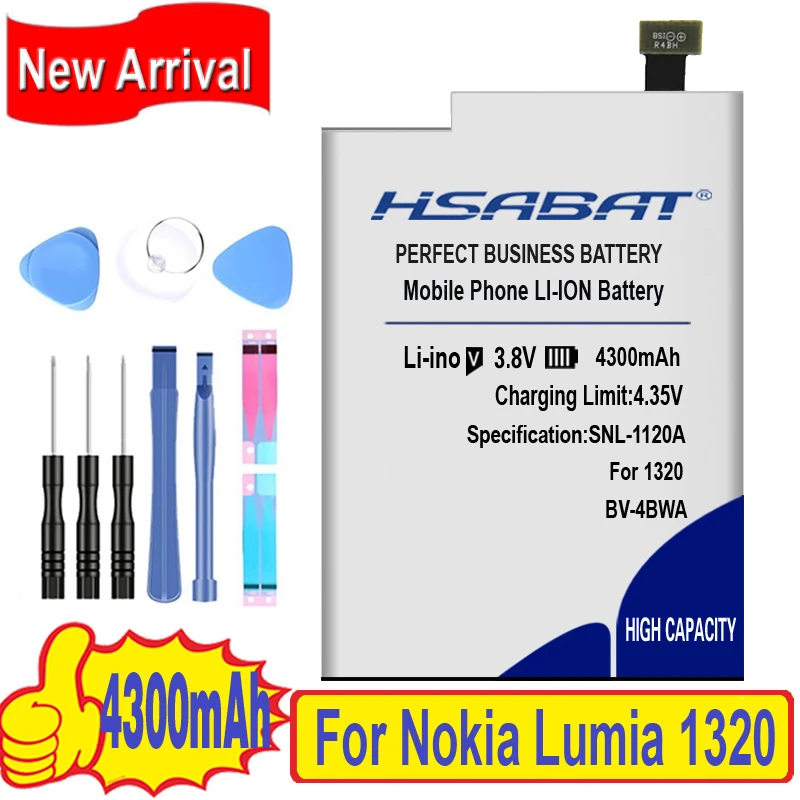 4300mAh HSABAT BV 4BWA / BV4BWA Li Polymer Battery для Nokia Lumia 1320 Battery|battery for|battery for nokianokia lumia battery |