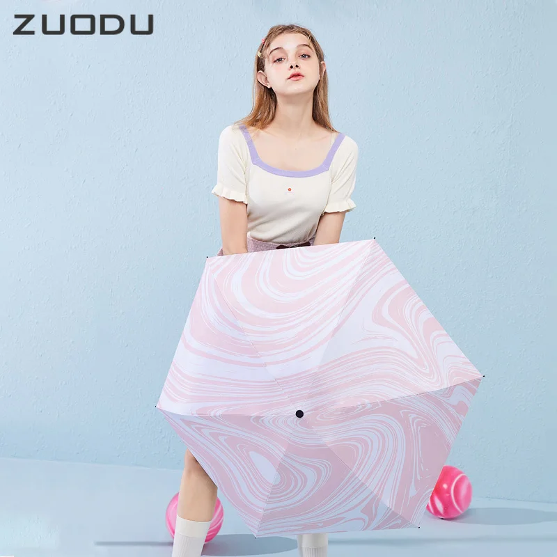 ZUODU Мини УФ Защитный зонтик складной женский милый зонт от солнца и дождя