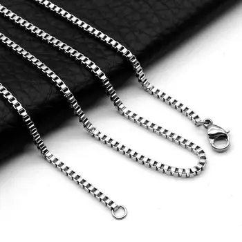 Stainless Steel Box Chain Necklace DIY Jewelry Findings Making Men Women Wholesale Link Chains Accessories 1.5mm 2mm 2.5mm 3mm 1