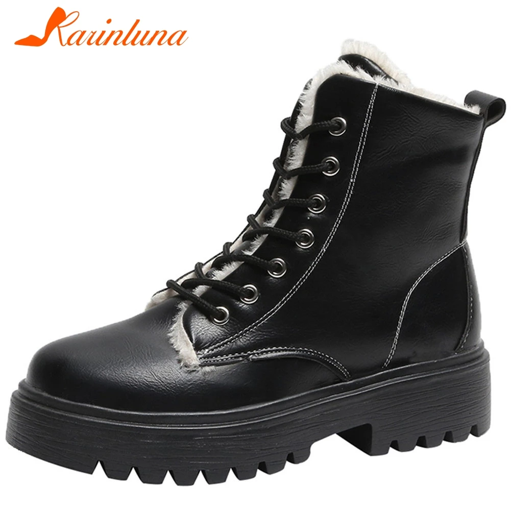 Женские ботинки со шнуровкой KARINLUNA ботильоны на платформе и среднем каблуке