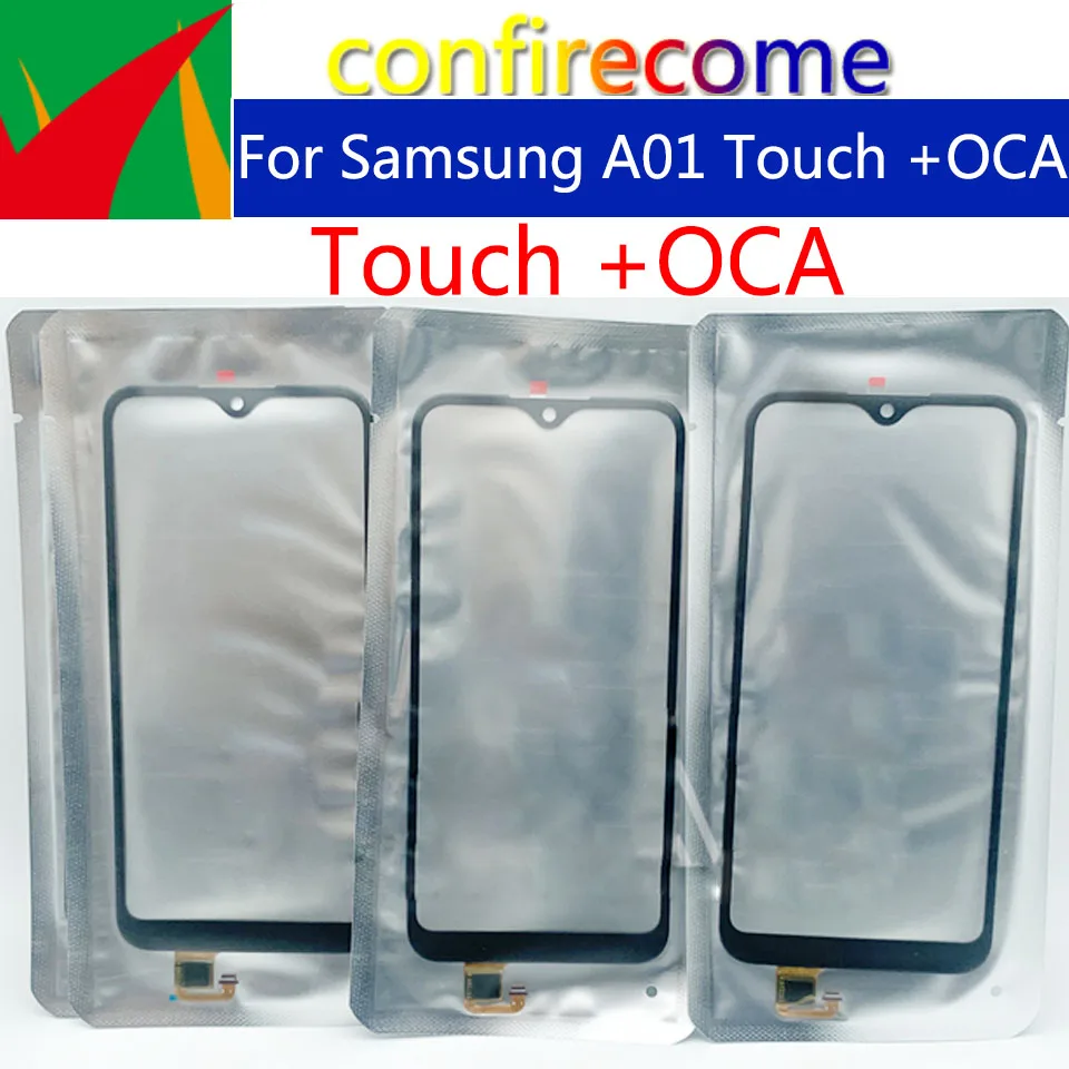 Panel frontal de cristal para Samsung Galaxy A01 A015F/D, Panel t&aacute;ctil, sin Sensor de pantalla LCD, 50 Uds./lote-0