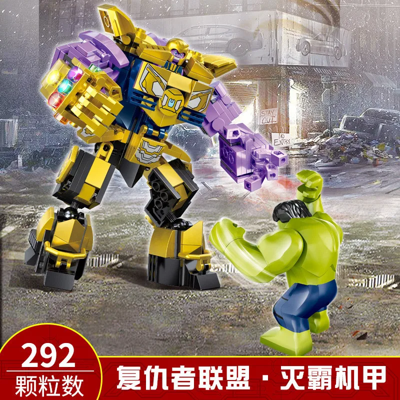 Совместимые строительные блоки Iron-man Hulk &amp thanos Mech DIY детские игрушки развивающие