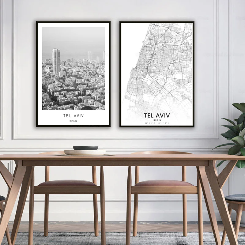 Плакат для фотосъемки с изображением города в Тель-Авив настенная Картина на