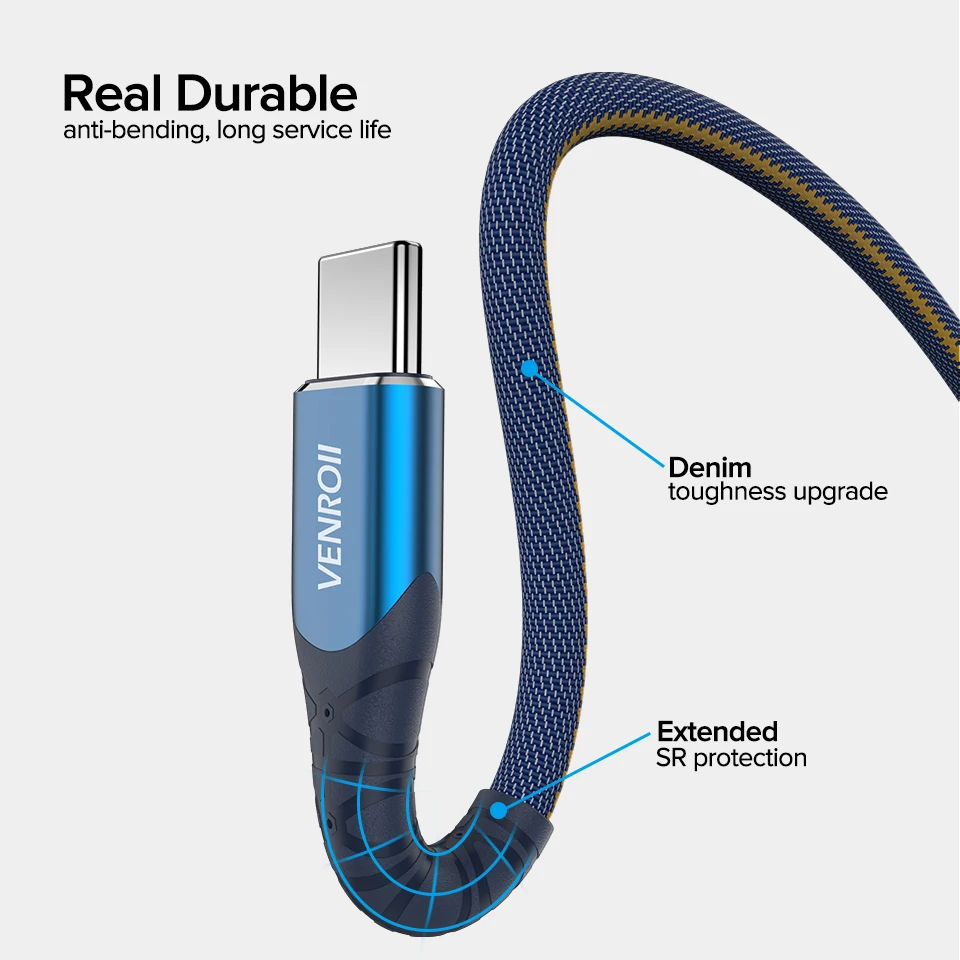 Venroii 5A Supercharge usb type C кабель для huawei mate 30 20 10 Pro Быстрая зарядка USBC Kable телефонный шнур