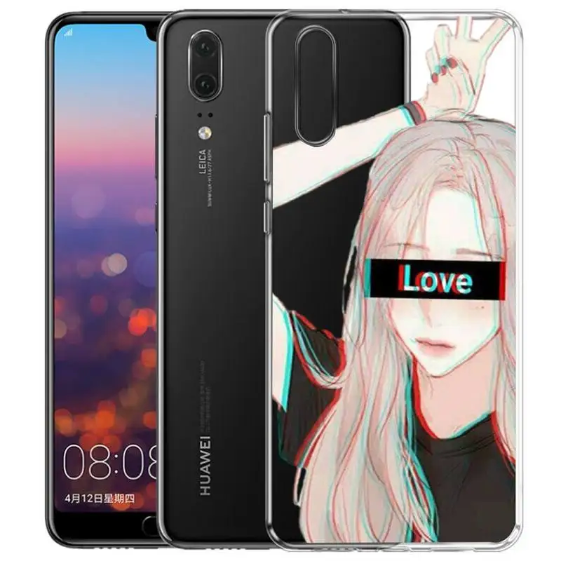 

Sad Japanese Anime Aesthetic Phone Case Transparent Phone Case For Huawei P30lite P30Pro P40lite P20Pro P30