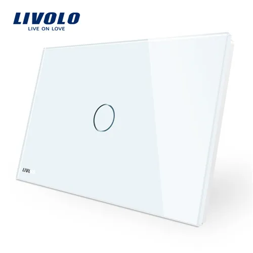 White Livolo настенный сенсорный выключатель, панель из кристального стекла, AC110~ 250 В, светодиодный индикатор, стандарт США/Австралии, светильник с сенсорным экраном, 4 цвета - Цвет: White