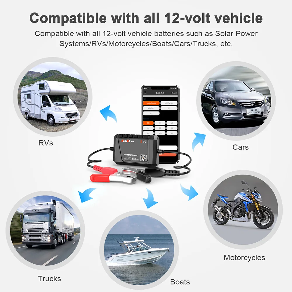 ANCEL BT500 автомобиля Батарея Тесты er Беспроводной Bluetooth V4.0 электрической цепи тест