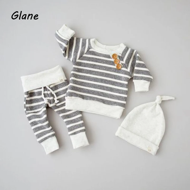 Футболка с длинным рукавом штаны шапочка повседневная одежда для новорожденных