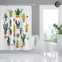 mildew resistant shower curtain bath cactus potted lattice waterproof bathroom curtain toilet cover bath rug doormat home decor
