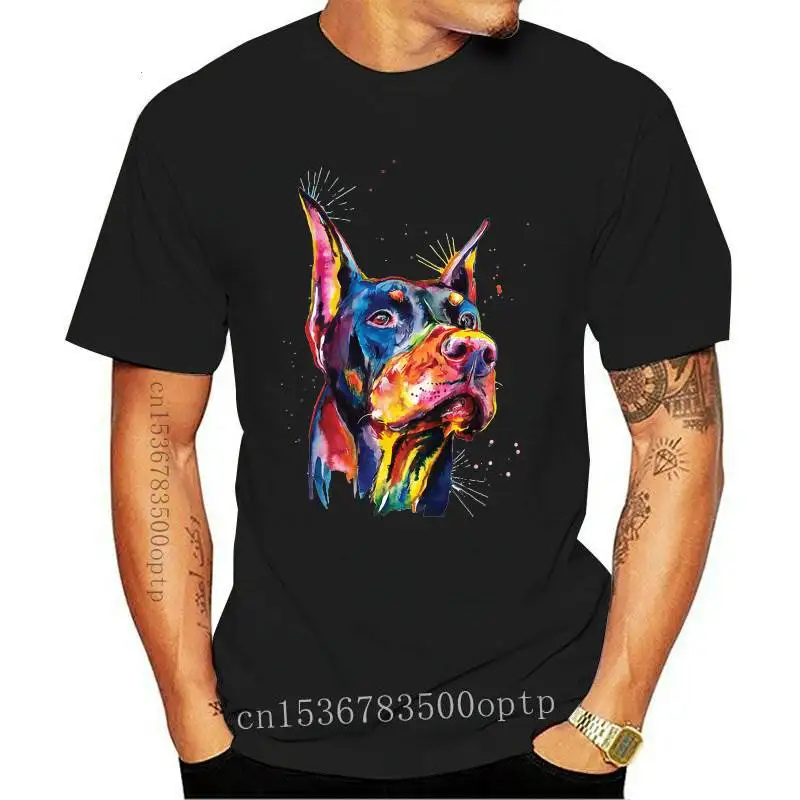 

Новая красочная футболка Doberman с 3D принтом собаки, Женская Повседневная футболка с коротким рукавом и забавным дизайном животных, модные мил...