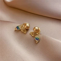 fashion jewelry exquisite ladies earrings mermaid tail pearl earrings colorful crystal cute simple geometric earrings party