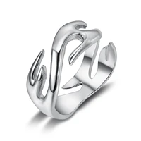 simple exquisite trendy silver plated color hollow thorn ring mens and womens hip hop punk party concert jewelry