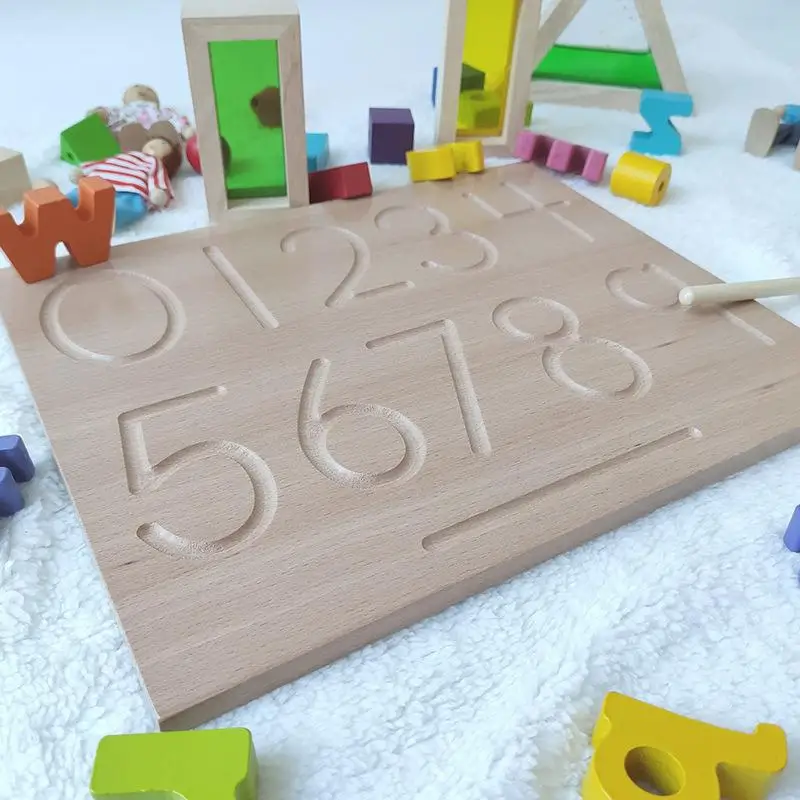 

Kids Wooden Mathematics Toy Montessori Digitals Board 0-9 Digital Cognition Writing Practice Teaching Aid Baby Gift Children Toy