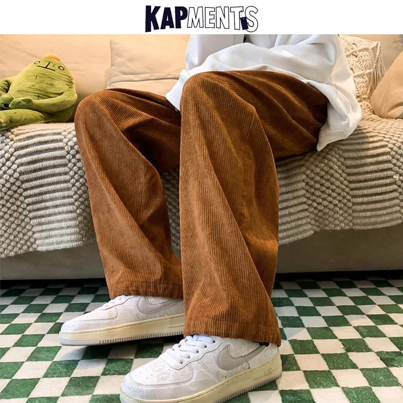 

Мужские вельветовые повседневные джоггеры kapment в стиле Харадзюку 2023 мужские мешковатые брюки-султанки в Корейском стиле мужские винтажные брюки