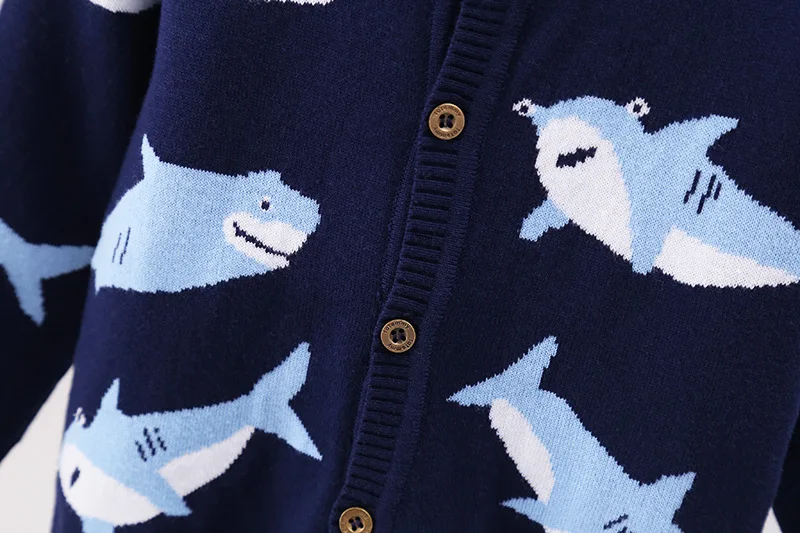 

Cartoon Shark Kids Sweater Tops Children Boy Clothing Autumn Winter Knitted Cardigan Sweater Long Sleeve Coat