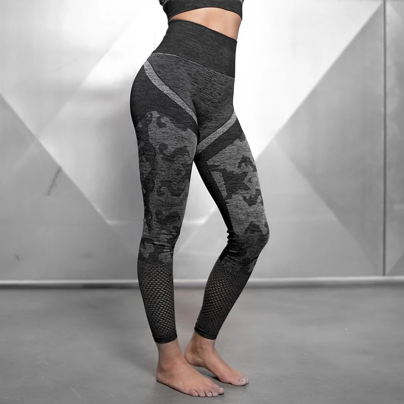 Женские спортивные Леггинсы с высокой талией камуфляжные пуш ап для фитнеса