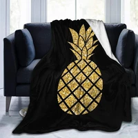gold glitter pineapple black flannel fleece throw blanket living roombedroomsofa couch warm soft bed blanket for kids
