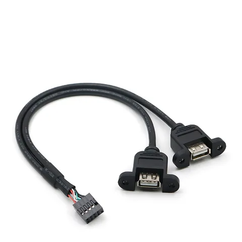 Внутренняя Материнская плата 9pin шаг 2,54 мм к двойному порту USB 2,0 A женский винт замок Панель Крепление кабель 30 см