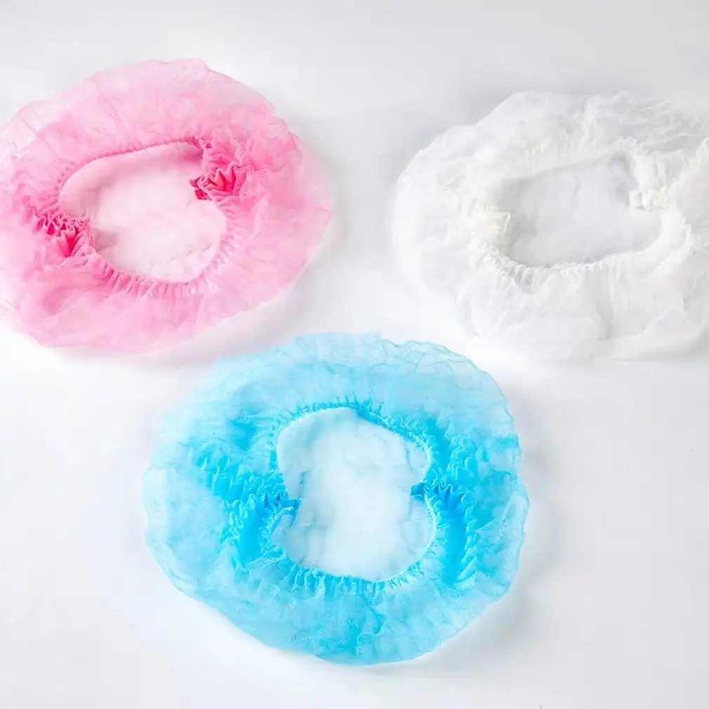 

100 pcs Disposable Hat Non-Woven Hat Hooded Strip Hat Wide Stretch Band Dust Protection For Hospital And Laboratory
