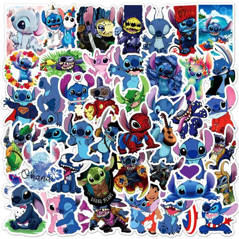 Pegatinas de dibujos animados de Stitch para Estuche De Viaje, pegatinas de Anime para equipaje de bicicleta, port&aacute;til, tel&eacute;fono, Notebook, nevera, 10/30/50 Uds.-1