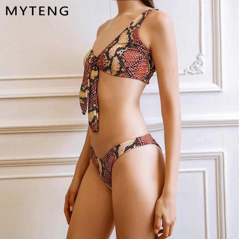 MYTENG женское сексуальное бикини 2019 змеиная кожа принт набор из двух частей на одно