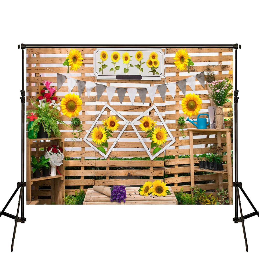 Виниловый фон Retro Sunflower Wood Board размером 200х300 см для фотосъемки детей на детском празднике, студия, стирка.