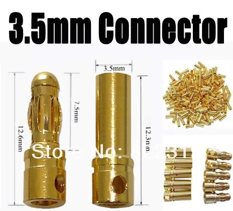 

200 pairs/lot 3.5mm Gold Plated RC Battery Bullet Banana Connector Plug for RC Model DU0082