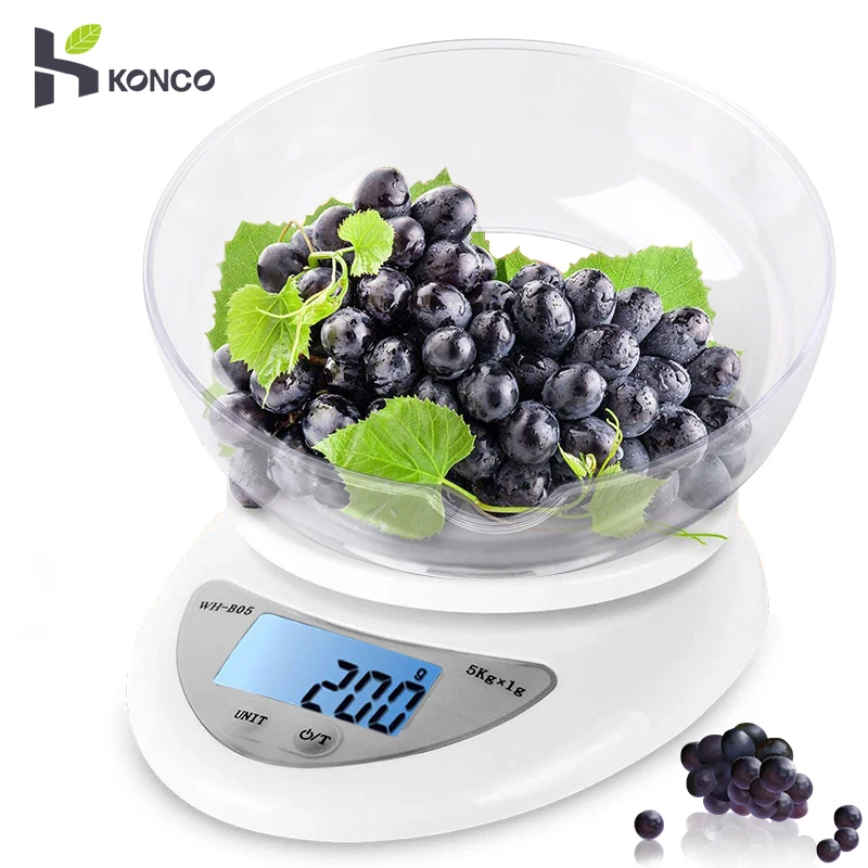 

Konco 5kg/1g Kitchen Scales LCD Kitchen Measure Display Baking and Cooking Electronic Scales Food Weight Measuring Tool