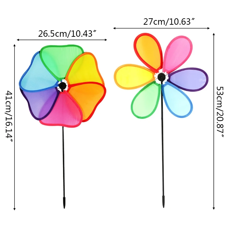 

Hot Selling 6pcs Colorful Cloth Wind Spinners Lawn Pinwheels Windmill Party Pinwheel Wind Spinner for Garden Patio