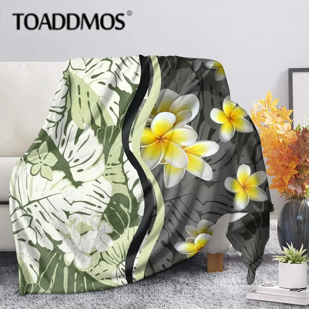 

TOADDMOS Polynesian Plumeria Design Female Soft Bedroom Quilt Office Sofa Nap Single Fall Blankets for Girls Comfort Bed Sheet