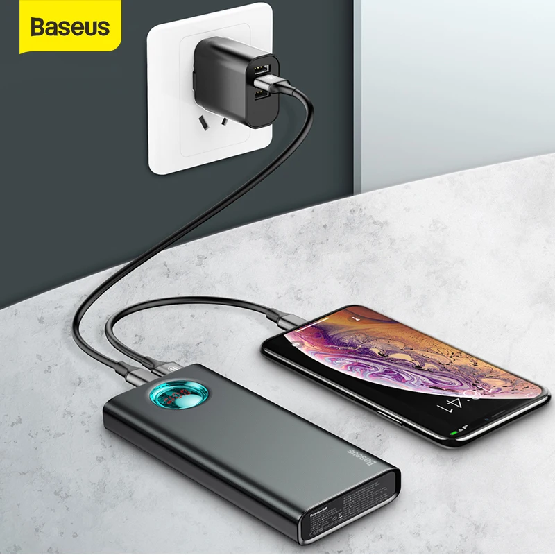Baseus Power Bank 20000 мАч Type C PD Быстрая зарядка PowerBank 3 0 USB внешний аккумулятор для Xiaomi