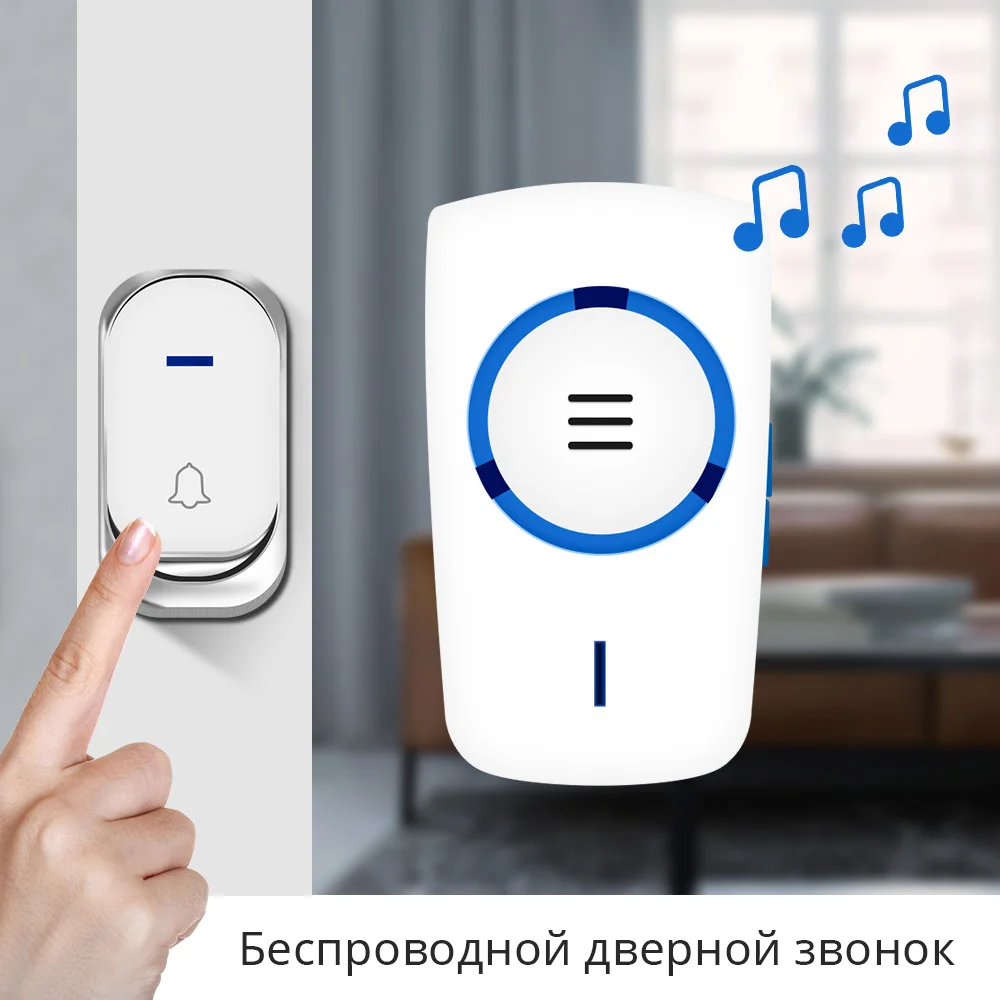 Новое поступление Белый беспроводной дверной звонок на батарейках пыленепроницаемый 32 Мелодии Домашний Беспроводной дверной звонок 1/2 Кнопка 1/2 приемник