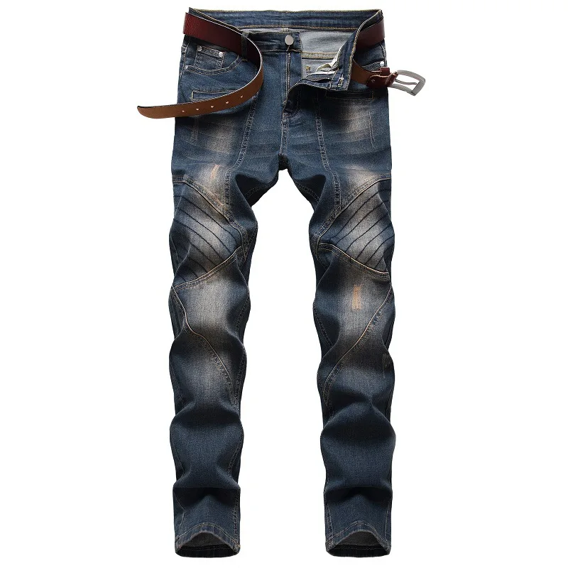 

New Hot European Foreign Trade Men's Jeans Stretch Nostalgic Wear Out Jeans Trend Men's Pants